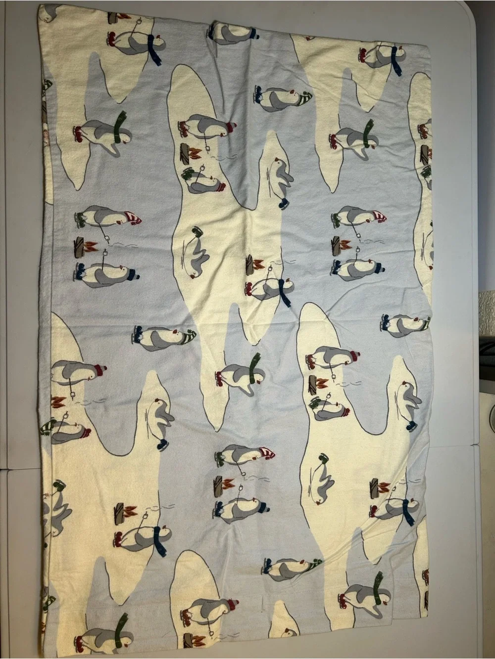 Eddie Bauer Polar Penguin Holiday Light Blue Pillowcase 100% Cotton Chirstmas